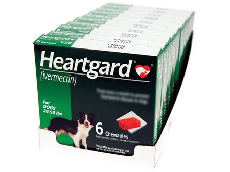 Heartgard Chewables for Dogs, 136 mcg, Green, 26-50 lb, Vendor Ship