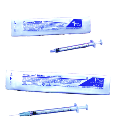 Disposable Tuberculin Syringe, Detachable Luer Slip, 1mL