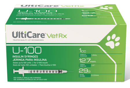 Ulticare U-100 VetRx Disposable Insulin Syringe/Needle Combo, 1mL, 29 G ...