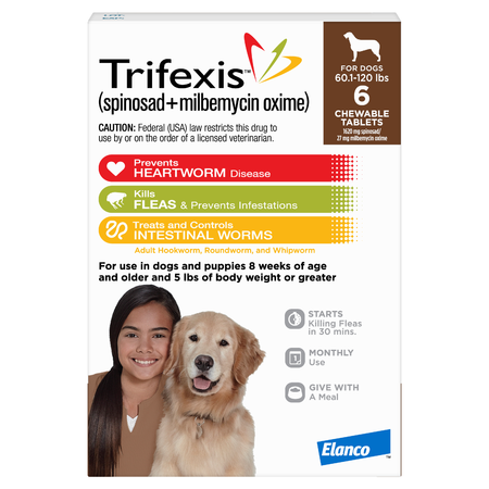 Trifexis Chewable Tablets for Dogs, Brown, 60.1-120 lb