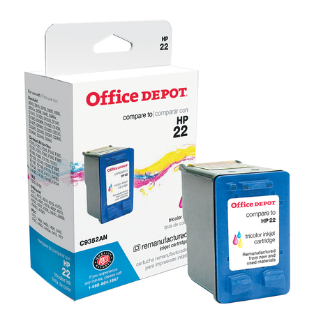 Office Depot Brand OD222 (HP 22) Remanufacutured Ink Cartridge, Tricolor