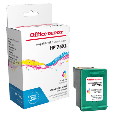 Office Depot Brand OD75XL (HP 75) Remanufacutured Ink Cartridge, Tricolor