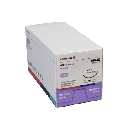 Pga Absorbable Suture: Violet   4-0   Nfs-1 Reverse Cutting 24mm   30 In